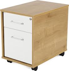 Rocada Kontorsbyrå med Hjul och Lås - Ek/Vit 40x59